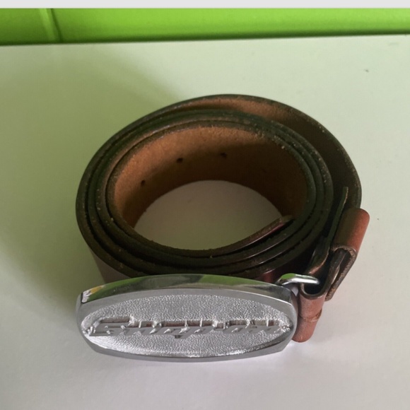 Vintage Snap On Tools Solid Brass Chrome LEATHER Belt Buckle SPP-509 Made in USA - Picture 2 of 4